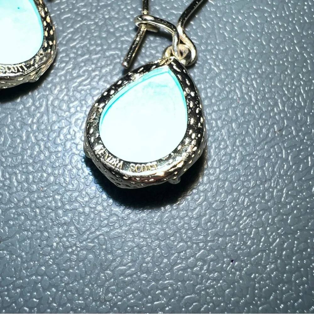 Kendra Scott Aqua Dee Gold Tone and Blue Teardrop Earrings - Picture 4 of 7